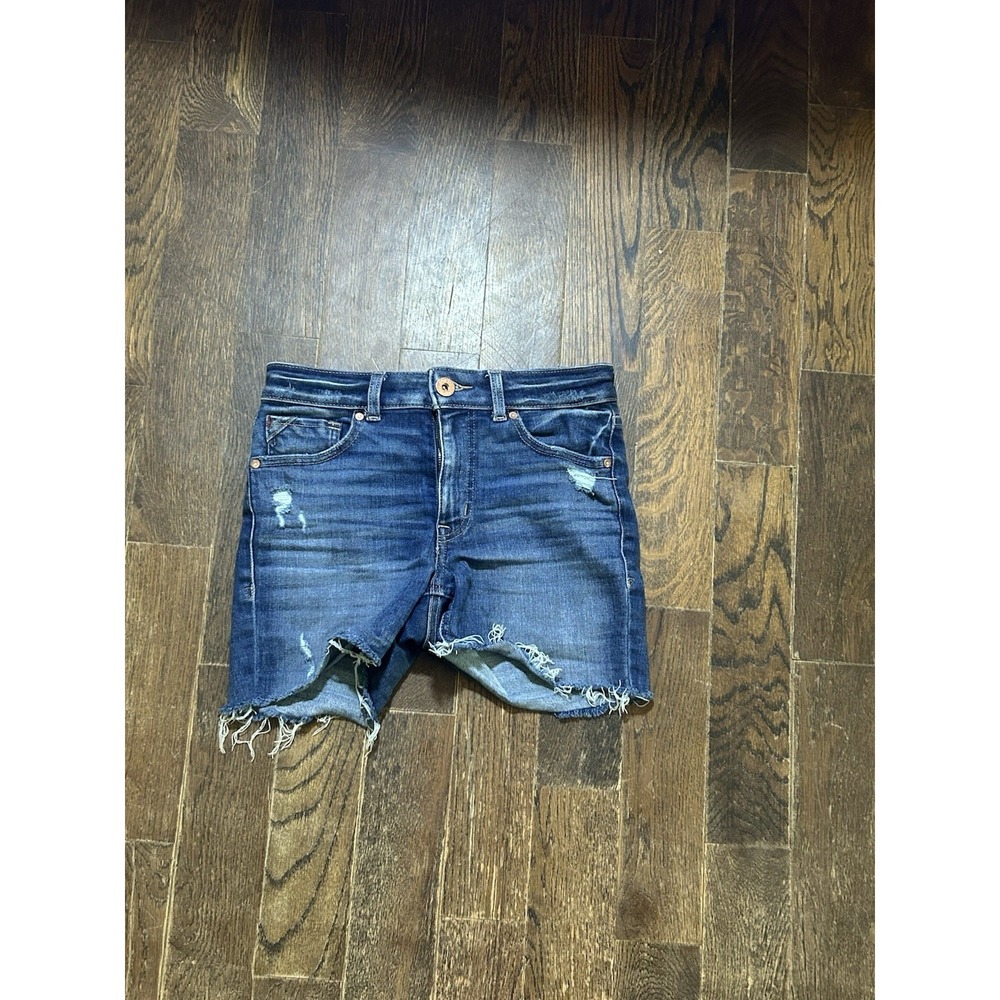Edgely Womens Size 2 High Rise Distressed Denim Shorts Raw Hem Stretch